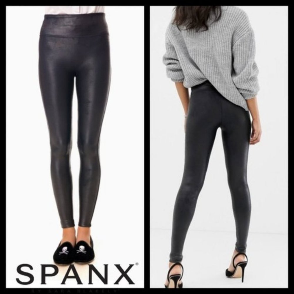 Spanx Black Faux Leather Leggings Size M